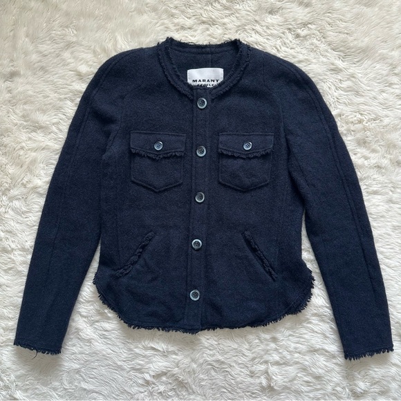 Isabel Marant Étoile Nelly Jacket Wool Blend Midnight Navy Sz 36 / 4 - Picture 4 of 15
